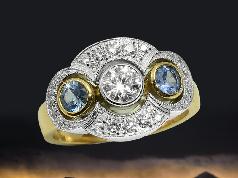 Beautiful diamond and sapphire set dress ring