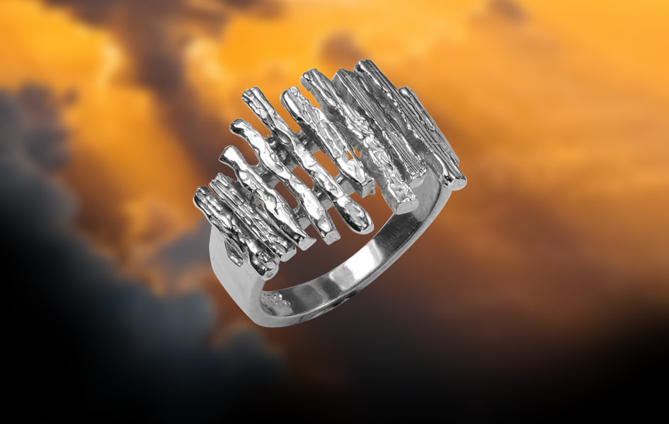 Solid white gold dress ring with organic shape and texture