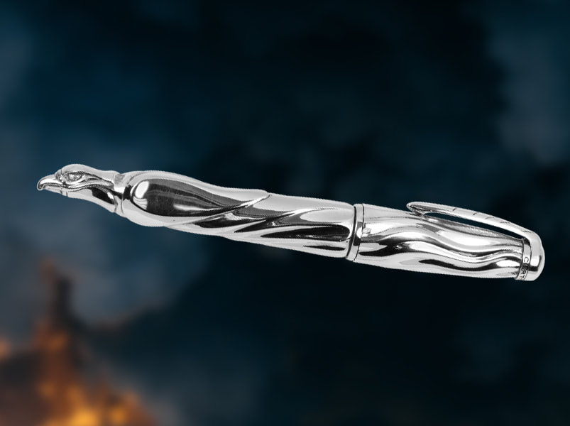 Solid sterling silver with flowing shapes and sculptured eagle motif